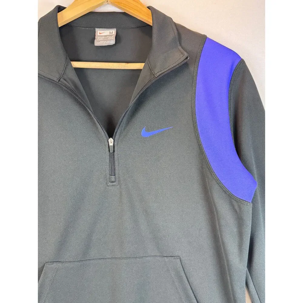 Nike Dri-FIT Women’s Medium Gray Blue Quarter Zip Pullover Track Sweatshirt Top